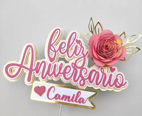 Arquivo de Corte Topo de Bolo  - Feliz Aniversário