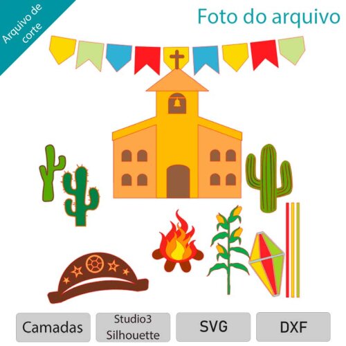 Arquivo de Corte Topo de Bolo  - Festa Junina