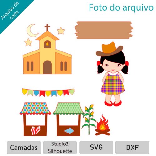 Arquivo de Corte Topo de Bolo  - Festa Junina
