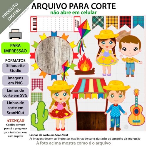 Arquivo de Corte Topo de Bolo  - Festa Junina