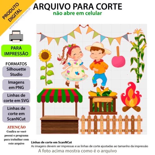 Arquivo de Corte Topo de Bolo  - Festa Junina