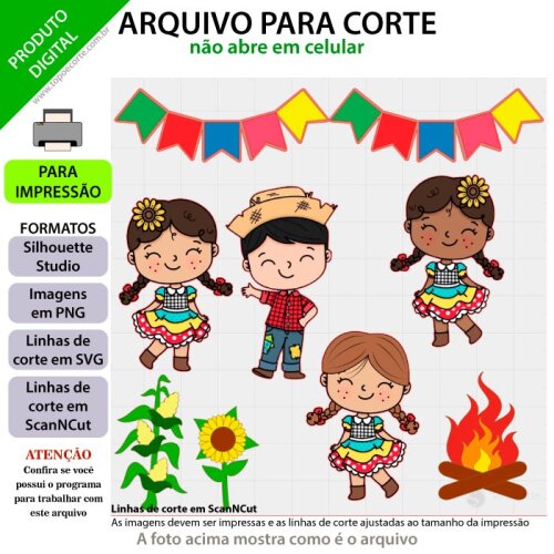 Arquivo de Corte Topo de Bolo  - Festa Junina