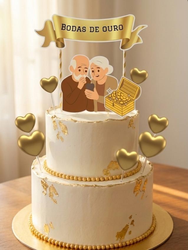 Topo de bolo Bodas de Ouro