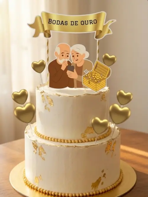 Topo de bolo Bodas de Ouro