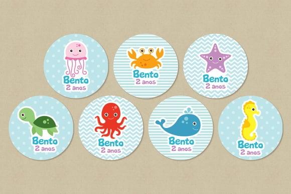 Adesivo Fundo do Mar Personalizado 6 cm