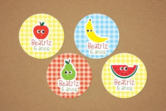 Adesivo Personalizado Frutinhas Picnic 6 cm