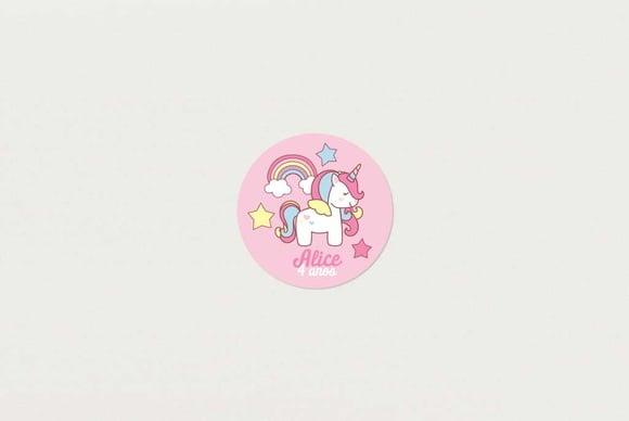 Adesivo Unicórnio 4 cm Personalizado
