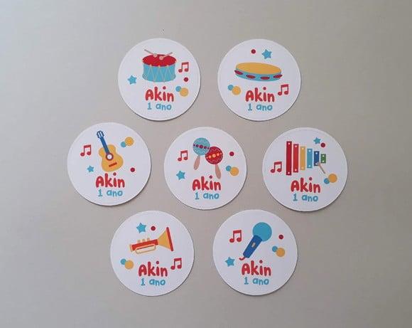Adesivos Instrumentos Musicais 5 cm