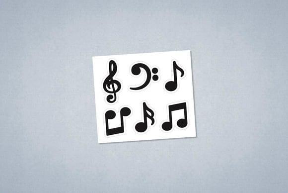Cartela de Adesivos Notas Musicais