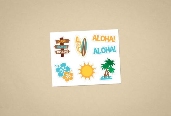 Cartela de Adesivos Surf