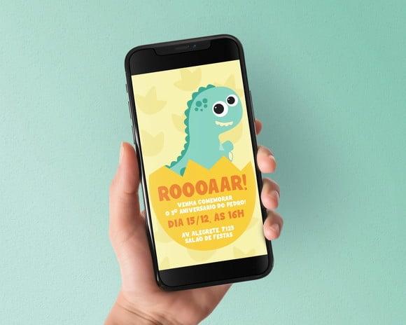 Convite Digital Dino T-rex Baby