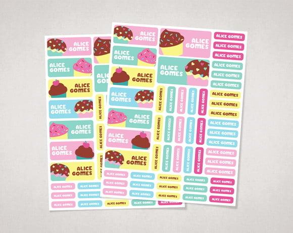 Etiquetas Escolares Cupcake em Vinil