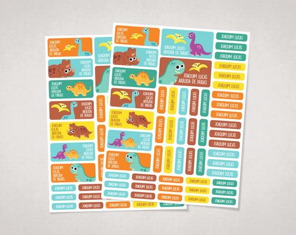 Etiquetas Escolares Dinos Baby em Vinil