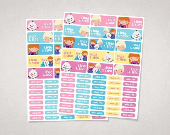 Etiquetas Escolares Frozen em Vinil