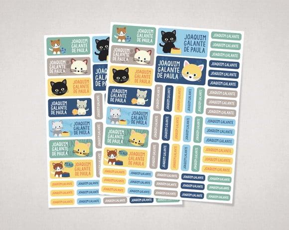 Etiquetas Escolares Gatinho em Vinil