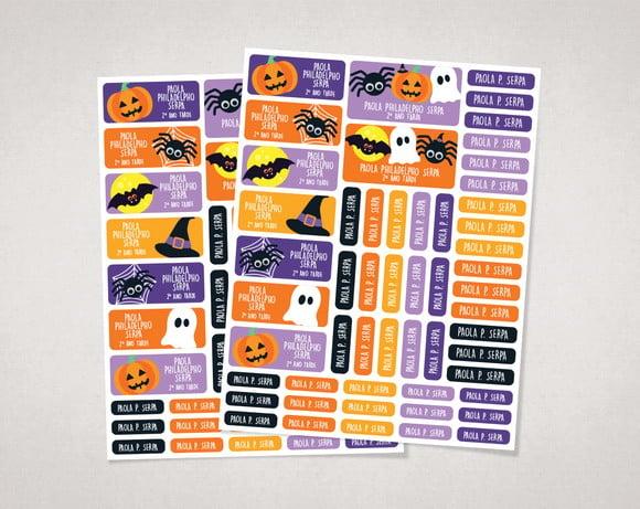 Etiquetas Escolares Halloween em Vinil
