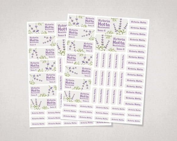 Etiquetas Escolares Lavanda em Vinil