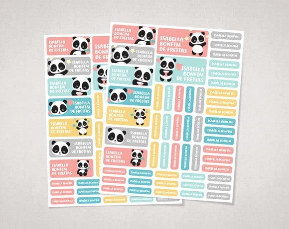 Etiquetas Escolares Pandas em Vinil