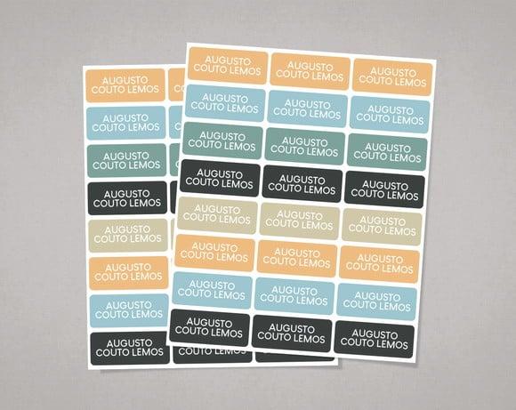 Etiquetas Escolares Personalizadas sem Tema em Adesivo Comum