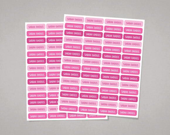 Etiquetas Lápis e Canetinhas Tons de Rosa Adesivo Comum
