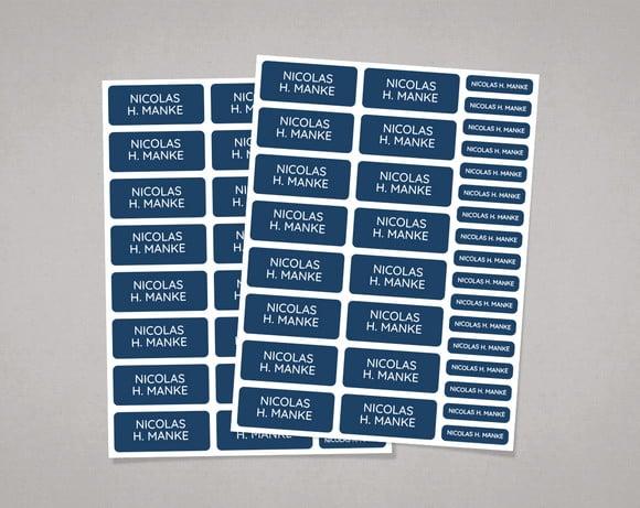 Etiquetas Material Escolar Azul Marinho em Adesivo Comum