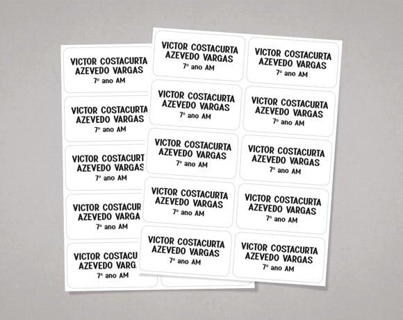 Etiquetas Material Escolar Brancas sem Tema em Adesivo Comum