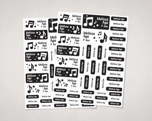 Etiquetas Material Escolar Notas Musicais em Vinil