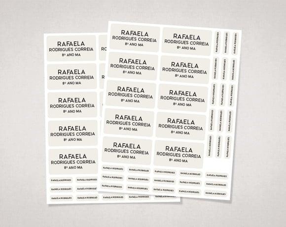 Etiquetas Material Escolar Offwhite sem Tema em Vinil
