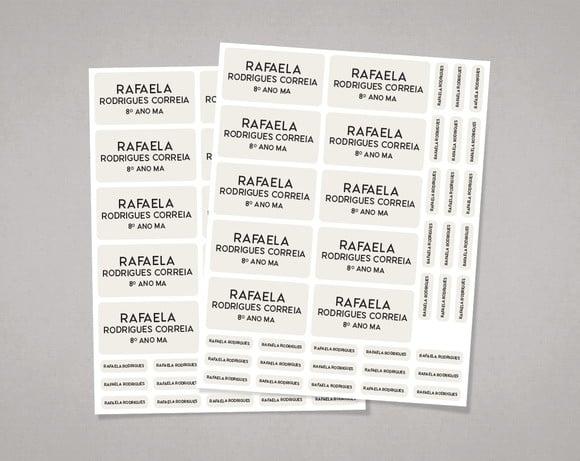 Etiquetas Material Escolar Offwhite sem Tema Adesivo Comum