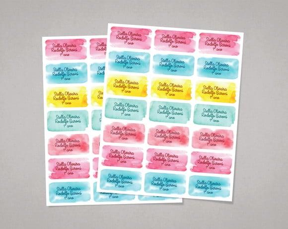 Etiquetas para Cadernos Aquarela em Adesivo Comum