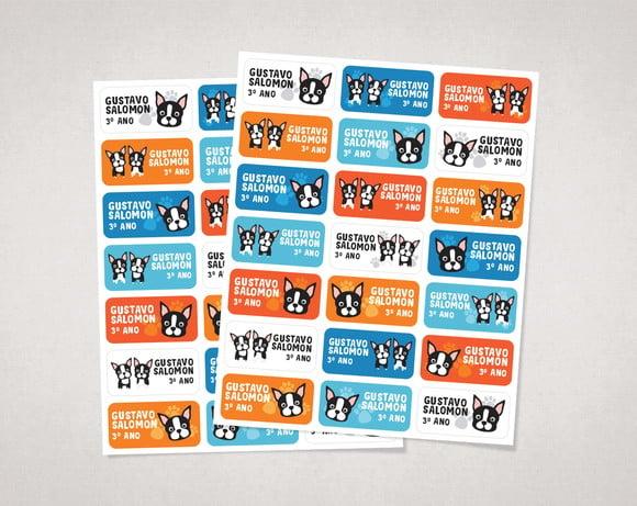 Etiquetas para Cadernos e Livros Boston Terrier 2 em Vinil