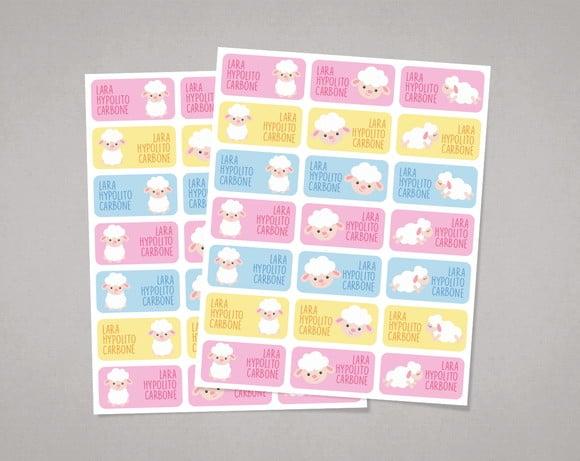 Etiquetas para Cadernos Ovelha em Adesivo Comum