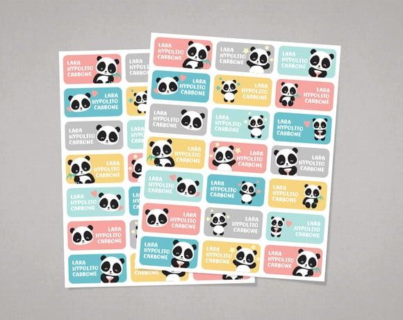 Etiquetas para Livros e Cadernos Pandas Adesivo Comum