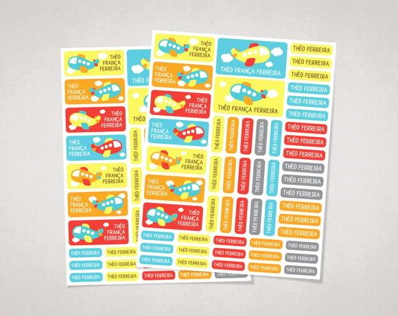Etiquetas para Material Escolar Aviãozinho em Vinil
