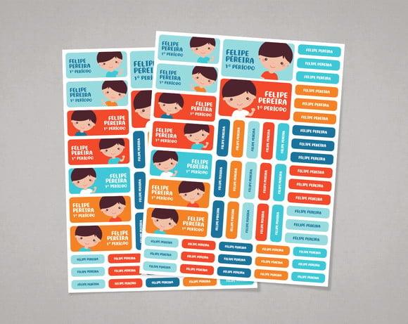 Etiquetas para Material Escolar Menino em Adesivo Comum