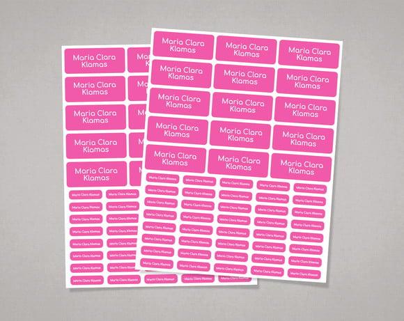 Etiquetas para Material Escolar Pink sem Tema Adesivo Comum