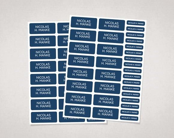 Etiquetas para Material Escolar sem Tema Azul Marinho Vinil