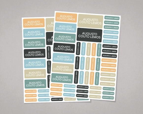 Etiquetas para Material Escolar sem Tema em Adesivo Comum