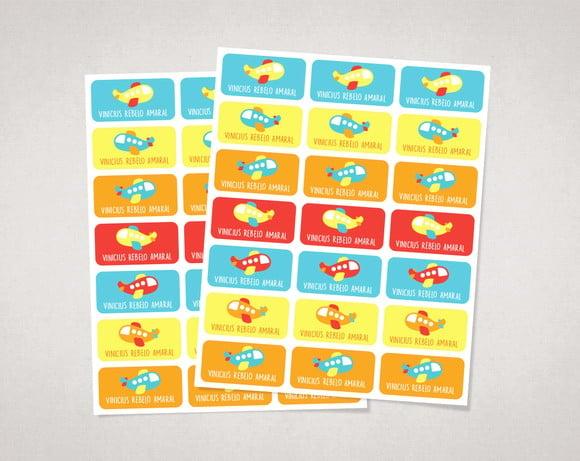 Etiquetas Personalizadas para Caderno Aviãozinho Vinil