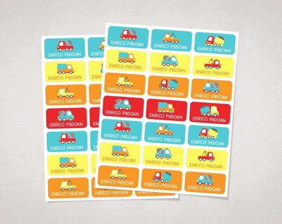 Etiquetas Personalizadas para Caderno Caminhões Vinil