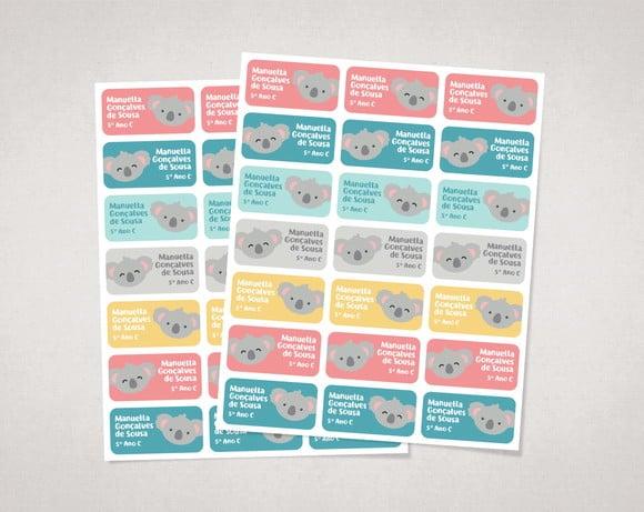 Etiquetas Personalizadas para Caderno Coala Vinil