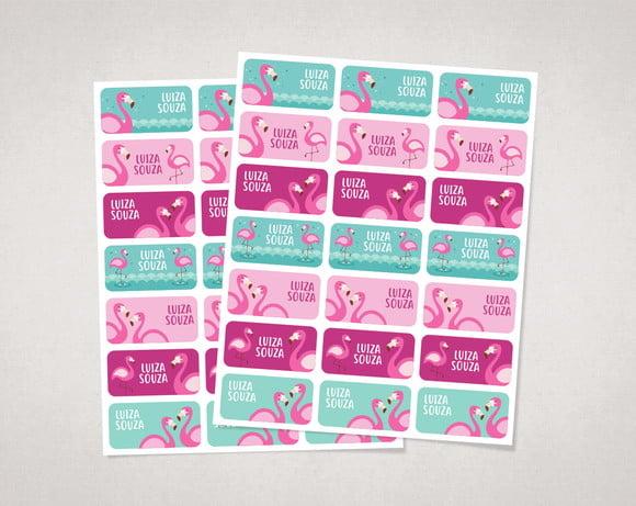 Etiquetas Personalizadas para Caderno Flamingo Vinil