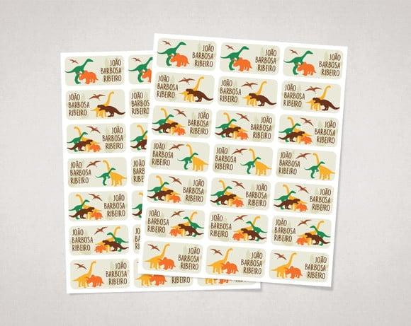 Etiquetas Personalizadas para Caderno Dinossauros Vinil