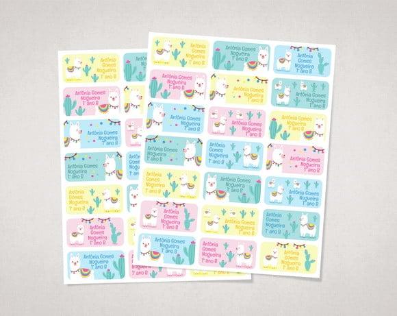 Etiquetas Personalizadas para Caderno Lhama em Vinil