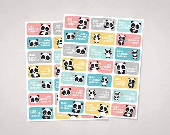 Etiquetas Personalizadas para Caderno Panda em Vinil