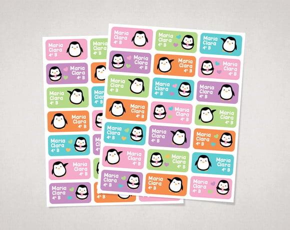 Etiquetas Personalizadas para Caderno Pinguim Vinil