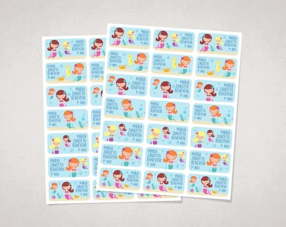 Etiquetas Personalizadas para Caderno Sereia em Vinil