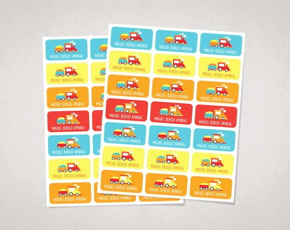 Etiquetas Personalizadas para Caderno Trenzinho Vinil