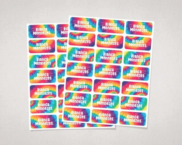 Etiquetas Personalizadas sem Tema Tie-dye Vinil
