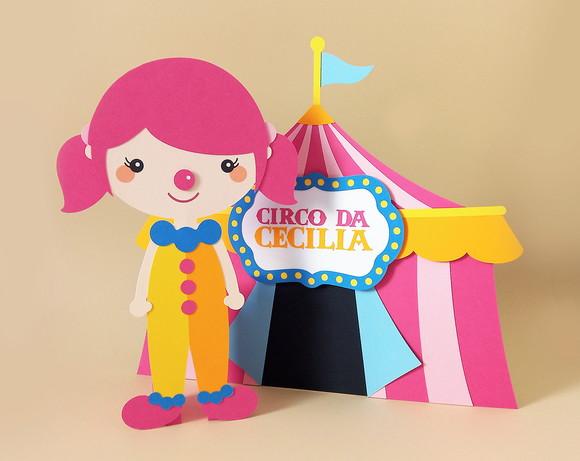 Kit com 2 Displays de Mesa Palhacinha e Tenda Circo